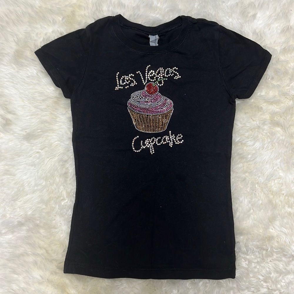 Worn once - Girls Las Vegas Short Sleeve Black T-shirt